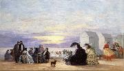 Beach Scene at Sunse Eugene Boudin